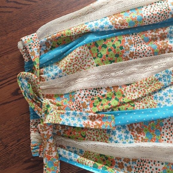 Vtg Patchwork Hand Crafted Maxi Skirt  Multicolor Festival Bohemian Woodstock L - Picture 3 of 10